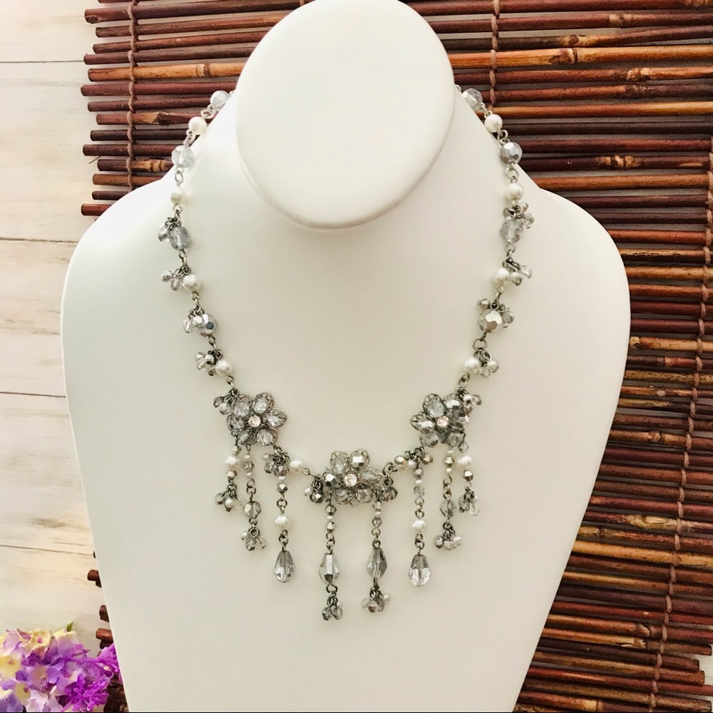 White House Black Market Crystal Dangle Necklace - Picture 1 of 7